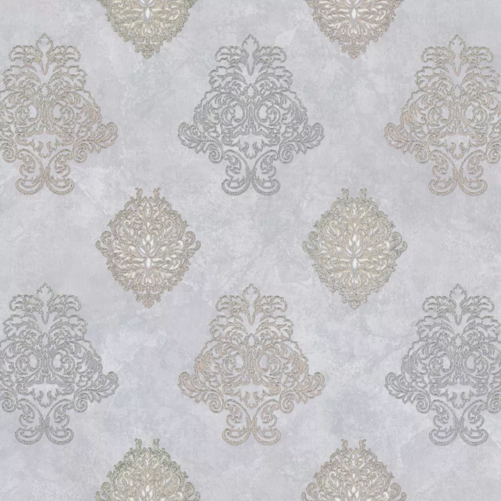 Обои Дамаск серый Euro Decor виниловые Allegra арт.910611