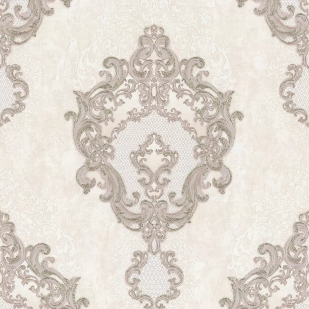 Обои Дамаск на белом фоне Euro Decor виниловые Medailon арт.7155-00