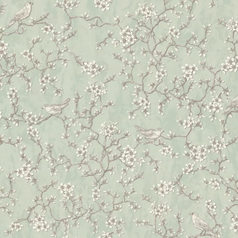 Обои изящные веточки на зеленом фоне Euro Decor виниловые Edem  арт.7165-04